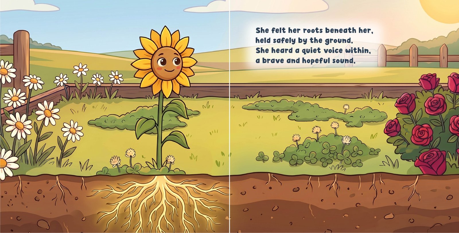 Warm illustrated storybook scene